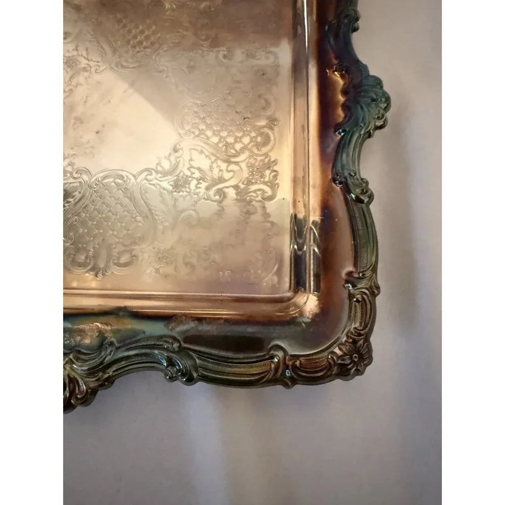 Vtg Newport Silver Plate Tray YB 650 Serving Cutting Cheese Board 10